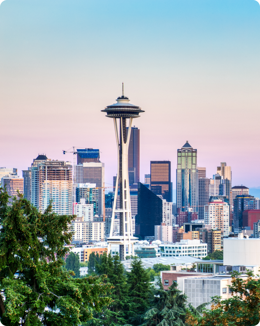 A view of the Seattle skyline with the Space Needle.